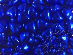 Milk Chocolate Foil Hearts 1kg Bag Dark Blue