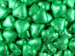 Milk Chocolate Foil Hearts 1kg Bag Green