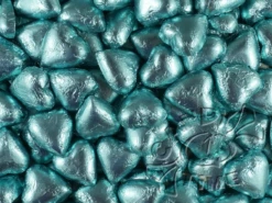 Milk Chocolate Foil Hearts 1kg Bag Light Blue