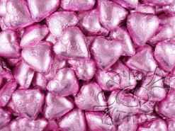 Milk Chocolate Foil Hearts 1kg Bag Light Pink