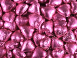Milk Chocolate Foil Hearts 1kg Bag Pink