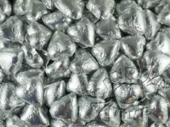 Milk Chocolate Foil Hearts 1kg Bag Silver