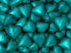 Milk Chocolate Foil Hearts 1kg Bag Teal