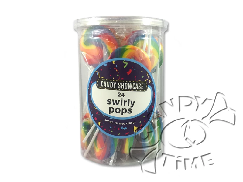 Swirly Lollipops 24pc Tub Rainbow 3 Swirly Lollipops 24pc Tub Rainbow