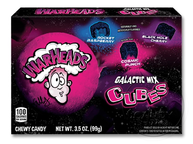 Warheads Sour Galactic Cubes Video Box Single 3 Warheads Sour Galactic Cubes Video Box Single